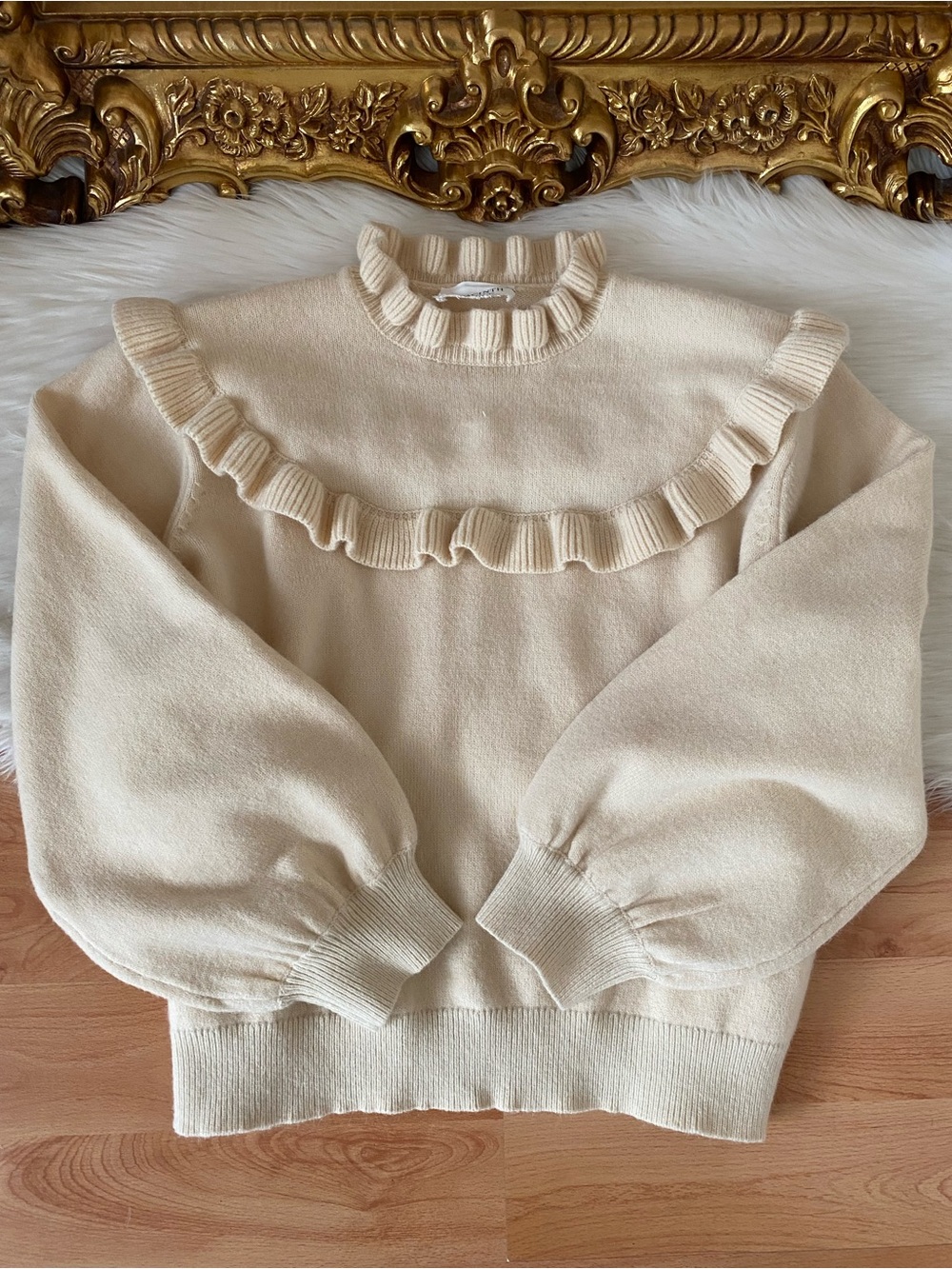 Hyacinth House Ramona Frilled Cream Sweater